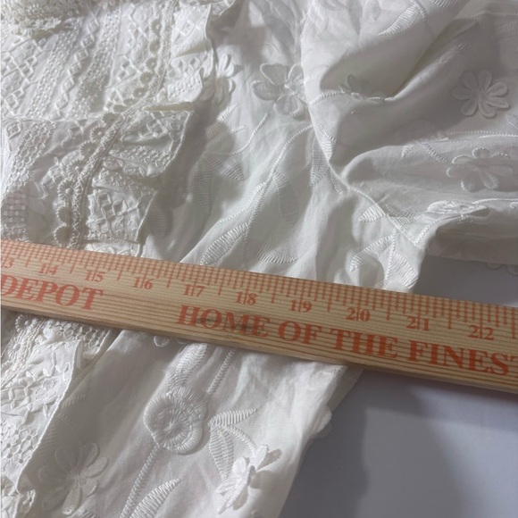 Anna Sui x Inc. White Cotton Embroidered w/ Lace & 3D Flowers. Modest, Feminine - Picture 10 of 16